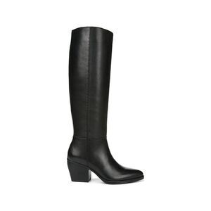 NATURALIZER Womens Black Wide Calf Toe Stacked Heel Leather Heeled Boots 5